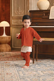 Baju Melayu Babies Teluk Belanga Smart Fit - Orange Brick