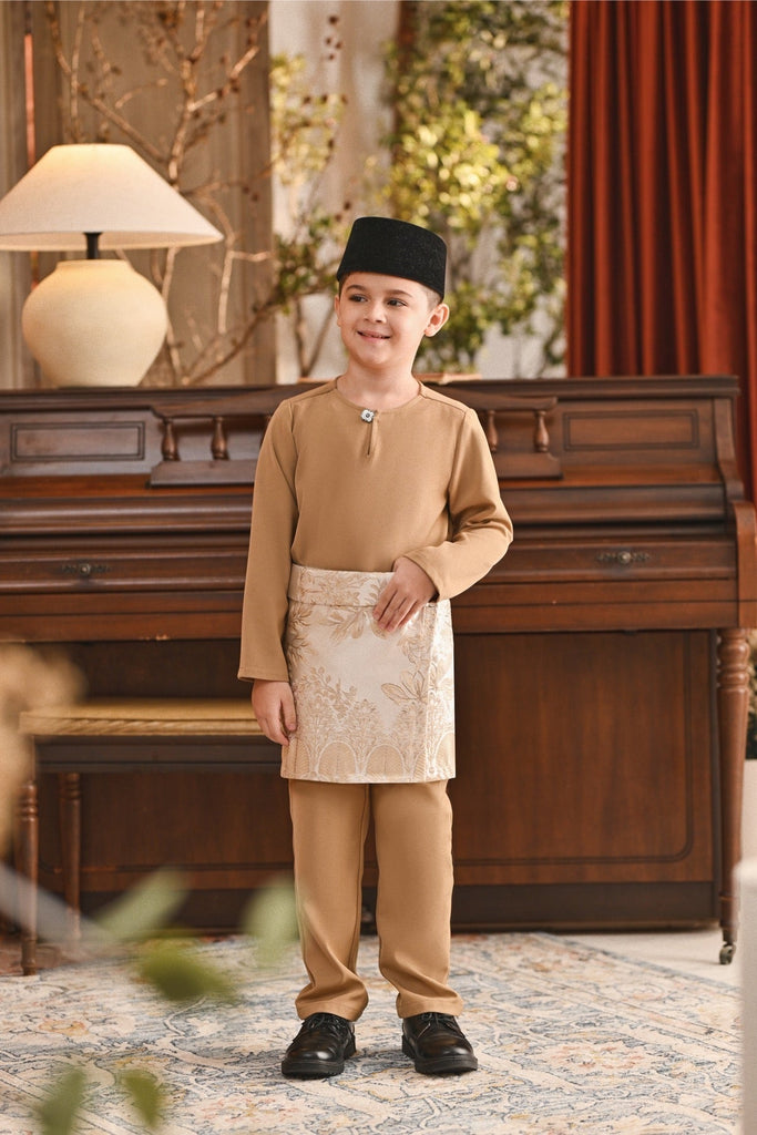 Baju Melayu Kids Teluk Belanga Smart Fit - Latte