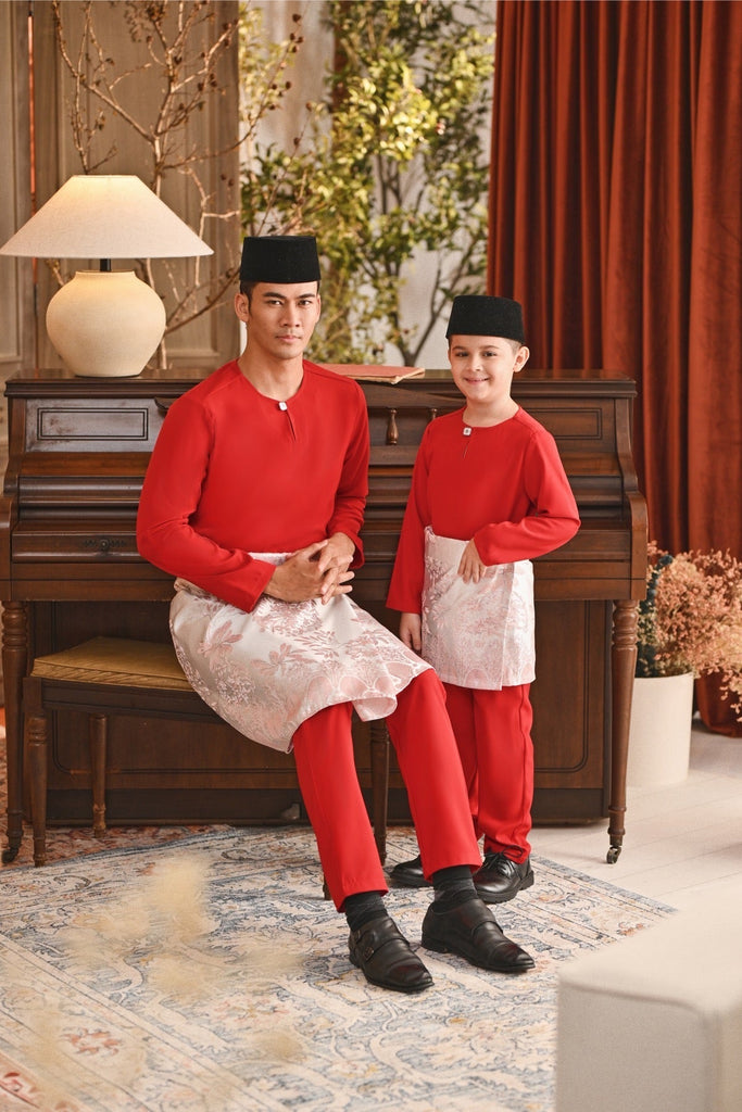 Baju Melayu Kids Teluk Belanga Smart Fit - China Red