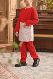 Baju Melayu Kids Teluk Belanga Smart Fit - China Red