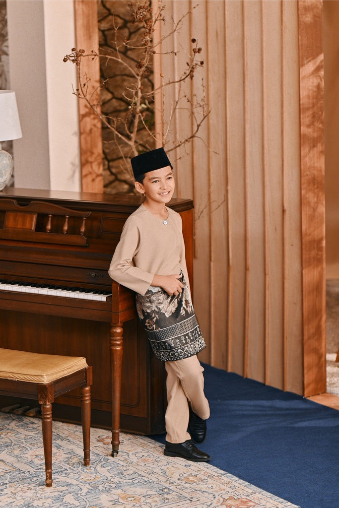 Baju Melayu Kids Teluk Belanga Smart Fit - Sand Brown