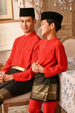 Baju Melayu Kids Majestic Bespoke Fit - Red Chilli