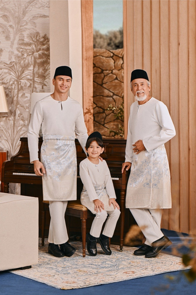 Baju Melayu Kids Teluk Belanga Smart Fit - Off White