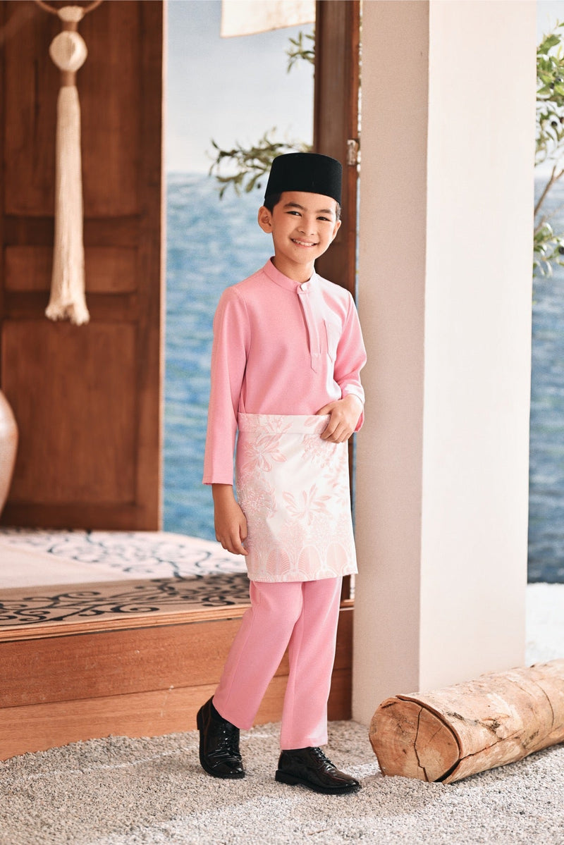 Baju Melayu Kids Luxury Bespoke Fit - Peony Pink