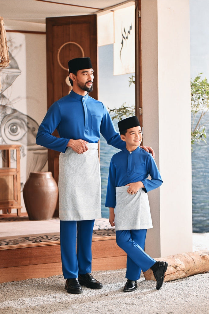 Baju Melayu Kids Luxury Bespoke Fit - Deep Water Blue