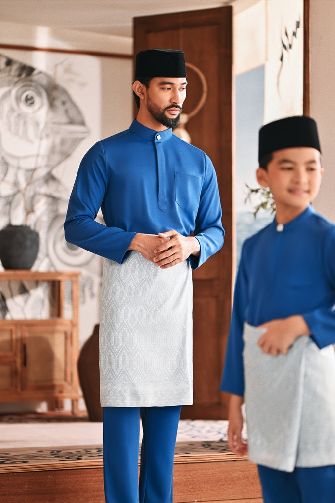 Baju Melayu Kids Luxury Bespoke Fit - Deep Water Blue