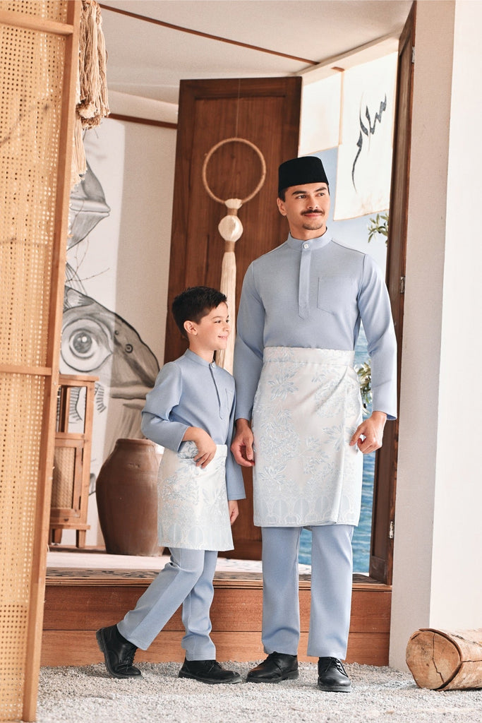 Baju Melayu Luxury Bespoke Fit - Fog Blue
