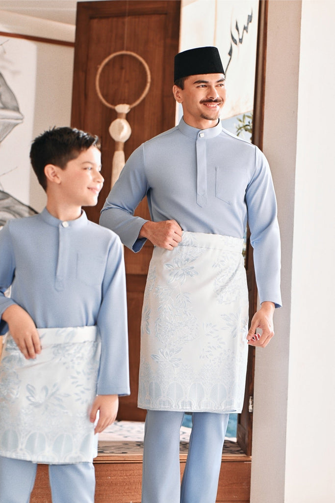 Baju Melayu Luxury Bespoke Fit - Fog Blue