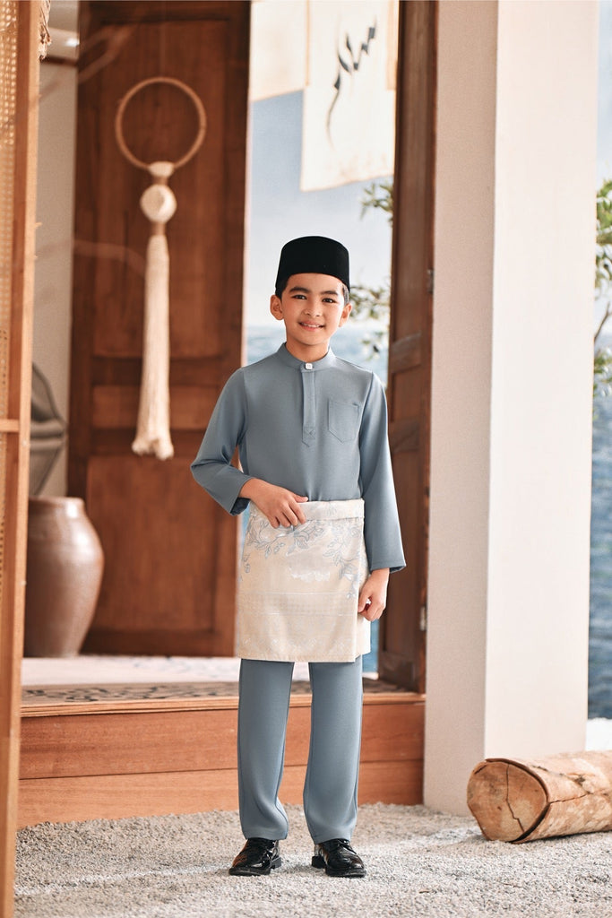 Baju Melayu Kids Luxury Bespoke Fit - Ashley Blue