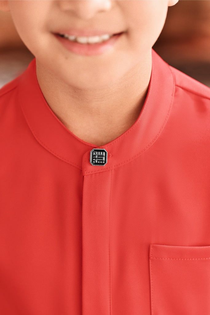 Baju Melayu Kids Luxury Bespoke Fit - Red Chilli