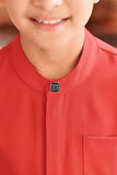 Baju Melayu Kids Luxury Bespoke Fit - Red Chilli