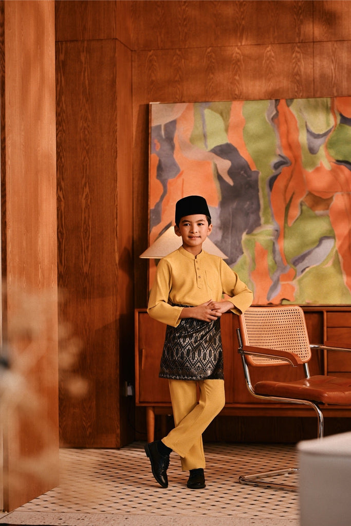 Baju Melayu Kids Majestic Bespoke Fit - Misted Yellow