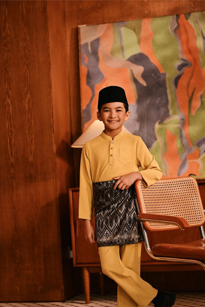 Baju Melayu Kids Majestic Bespoke Fit - Misted Yellow