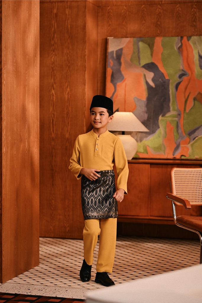Baju Melayu Kids Majestic Bespoke Fit - Honey Gold