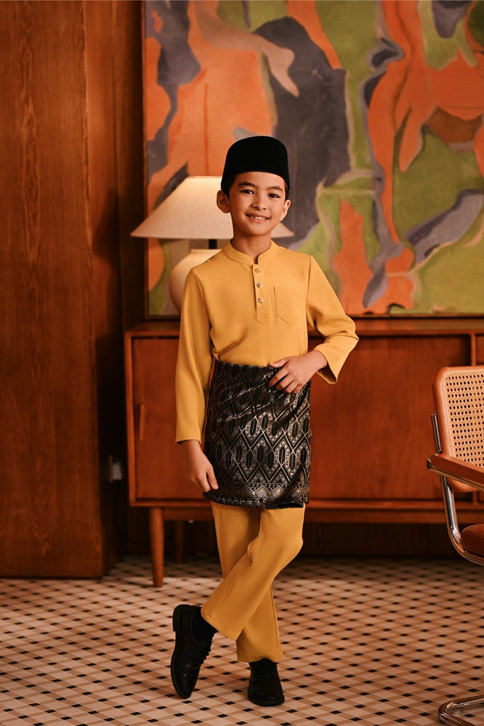 Baju Melayu Kids Majestic Bespoke Fit - Honey Gold
