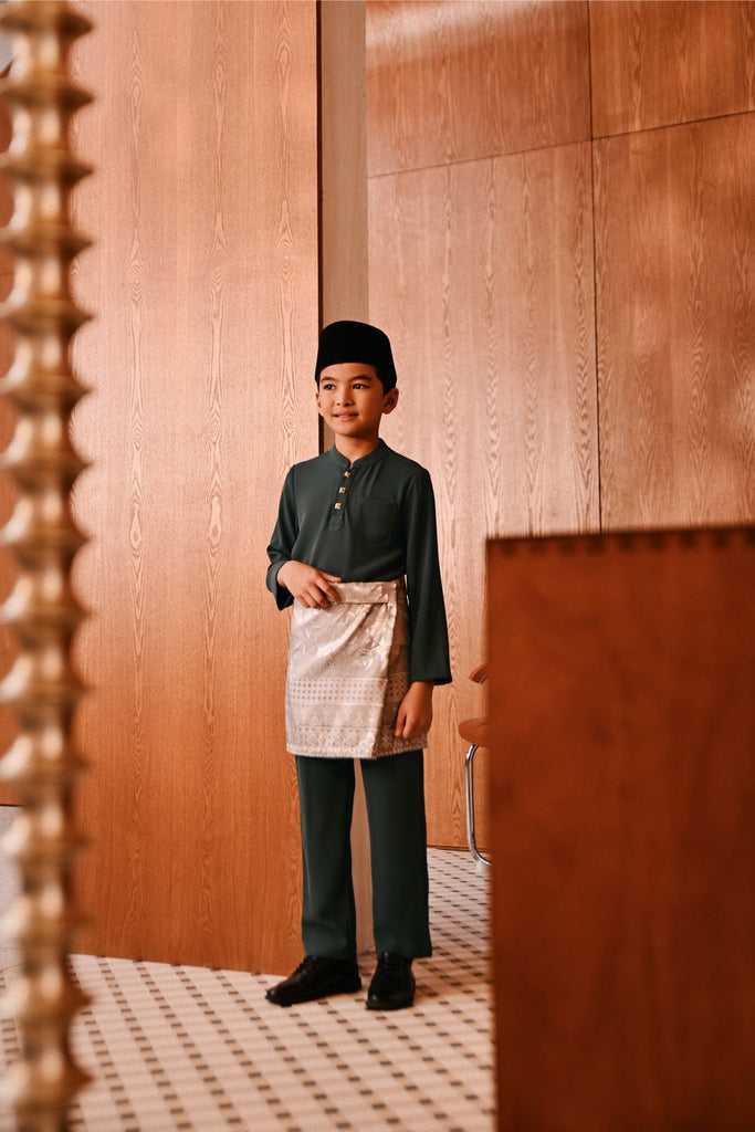 Baju Melayu Kids Majestic Bespoke Fit - Gunmetal