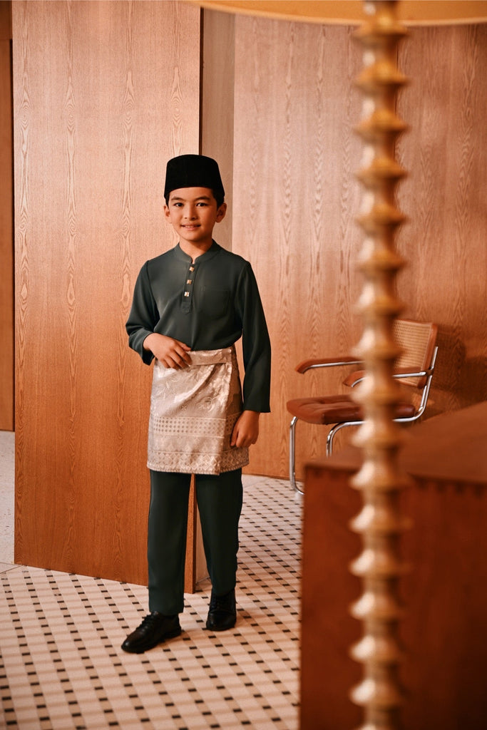Baju Melayu Kids Majestic Bespoke Fit - Gunmetal