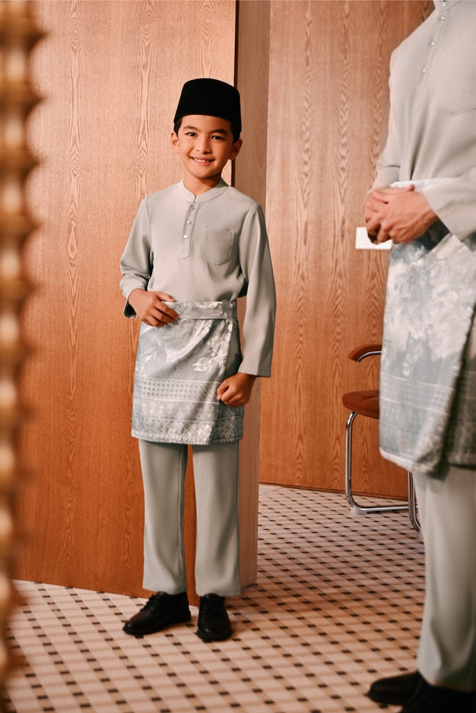 Baju Melayu Kids Majestic Bespoke Fit - Opal Gray