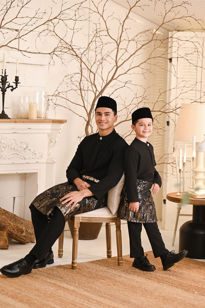 Baju Melayu Kids Light Bespoke Fit - Jet Black