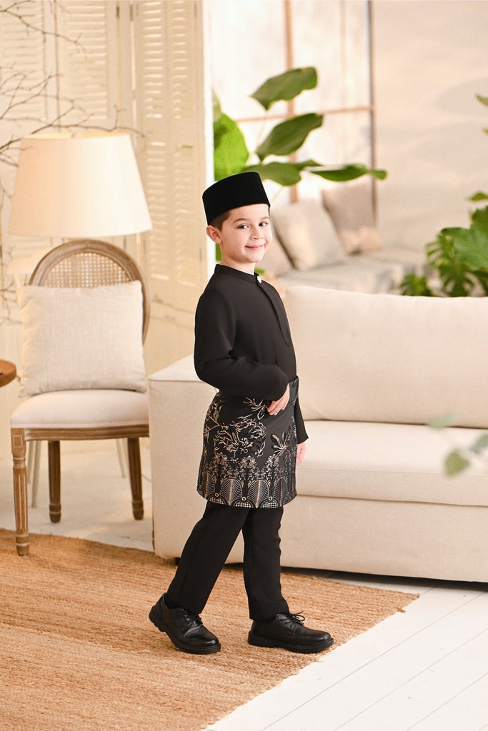 Baju Melayu Kids Light Bespoke Fit - Jet Black