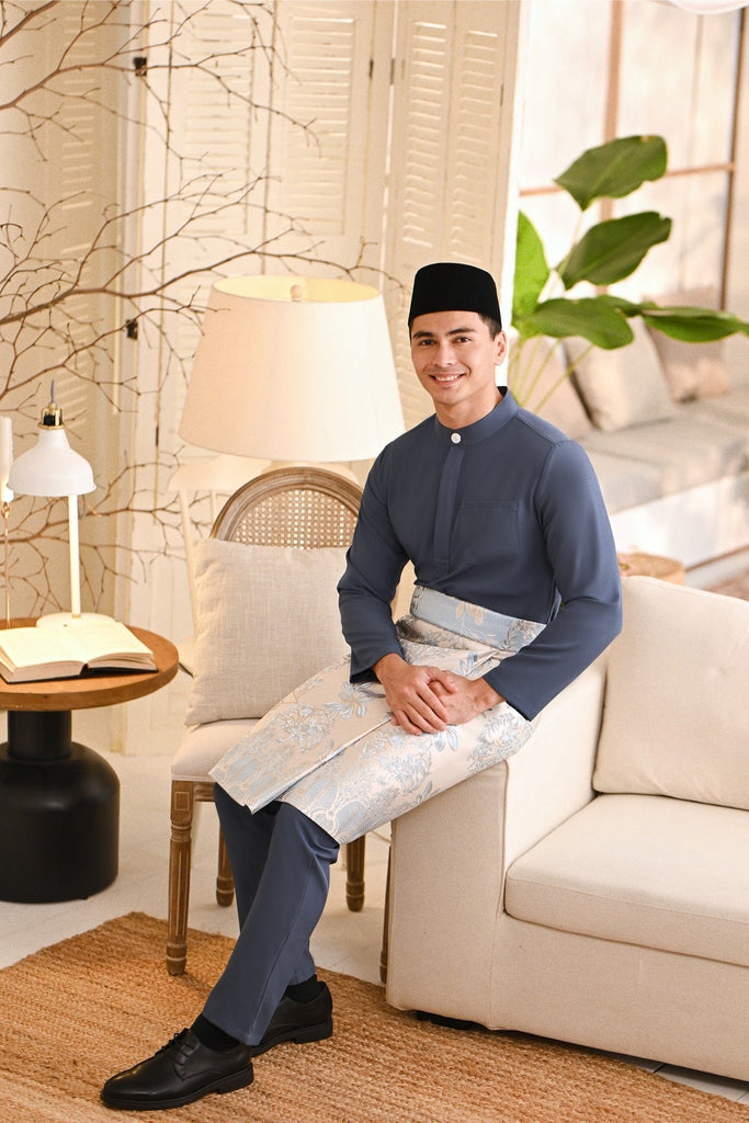 Baju Melayu Light Bespoke Fit - Blue Grey