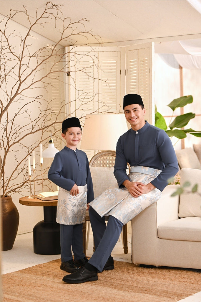 Baju Melayu Light Bespoke Fit - Blue Grey