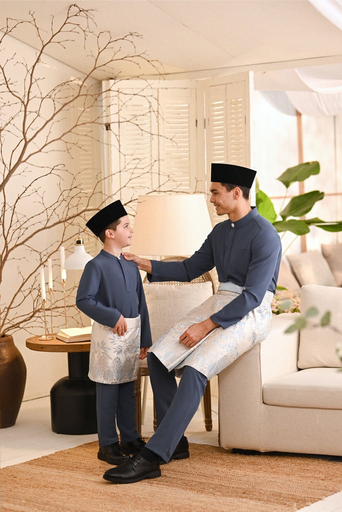 Baju Melayu Kids Light Bespoke Fit - Blue Grey