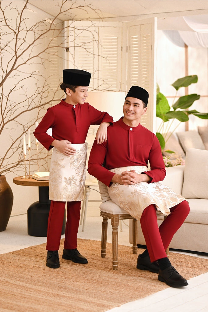 Baju Melayu Kids Light Bespoke Fit - Maroon