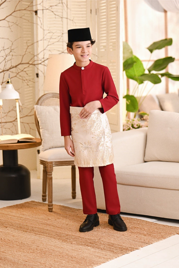 Baju Melayu Kids Light Bespoke Fit - Maroon