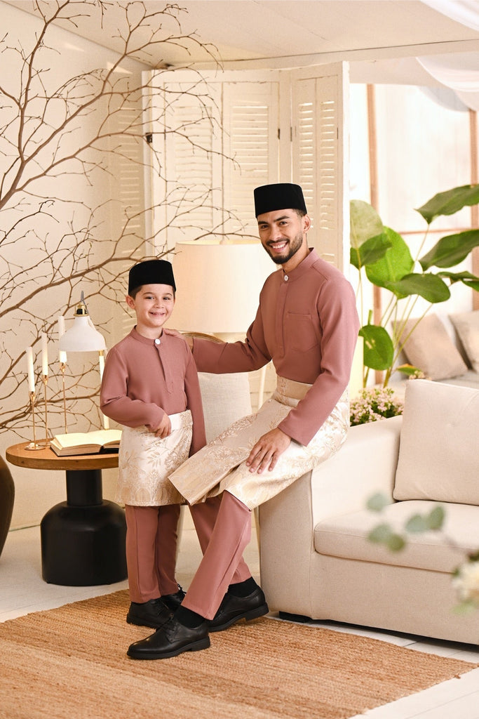 Baju Melayu Kids Light Bespoke Fit - Mauve Pink