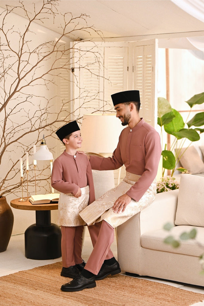 Baju Melayu Kids Light Bespoke Fit - Mauve Pink