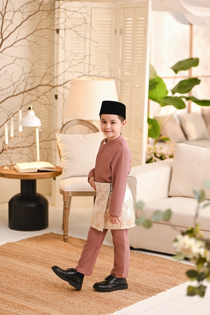 Baju Melayu Kids Light Bespoke Fit - Mauve Pink