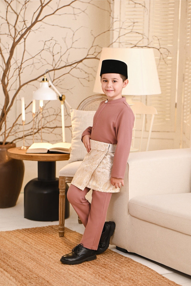 Baju Melayu Kids Light Bespoke Fit - Mauve Pink