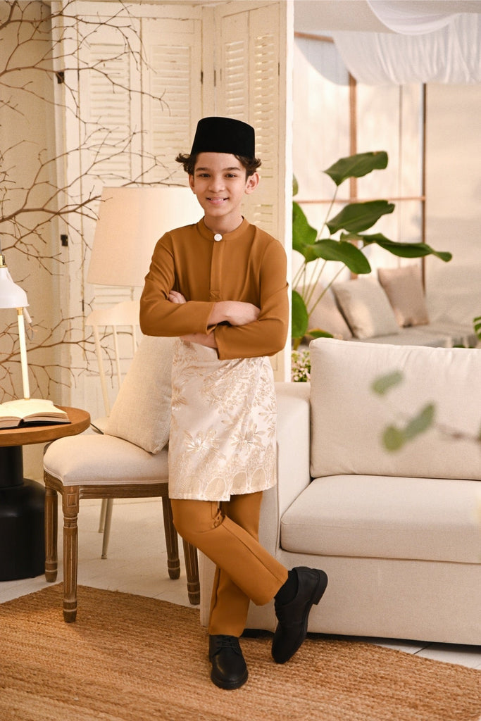 Baju Melayu Kids Light Bespoke Fit - Golden Brown