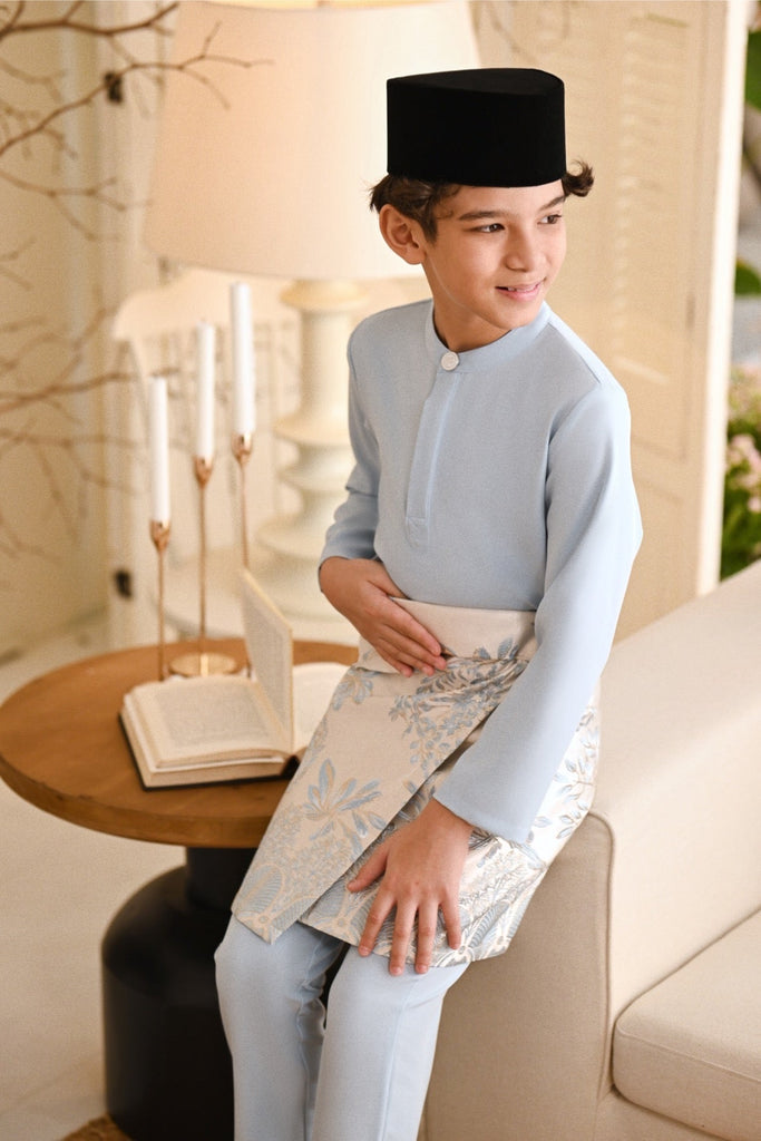 Baju Melayu Kids Light Bespoke Fit - Light Pigeon Blue