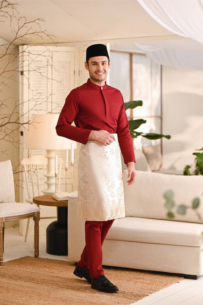 Baju Melayu Natural Cotton Bespoke Fit - Maroon