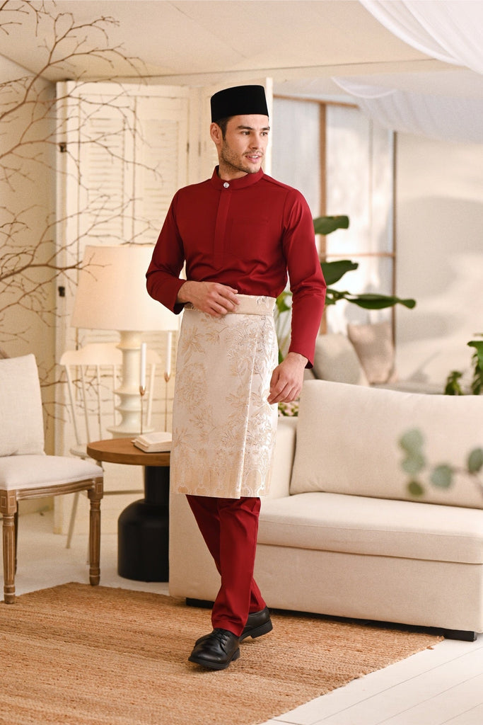 Baju Melayu Natural Cotton Bespoke Fit - Maroon