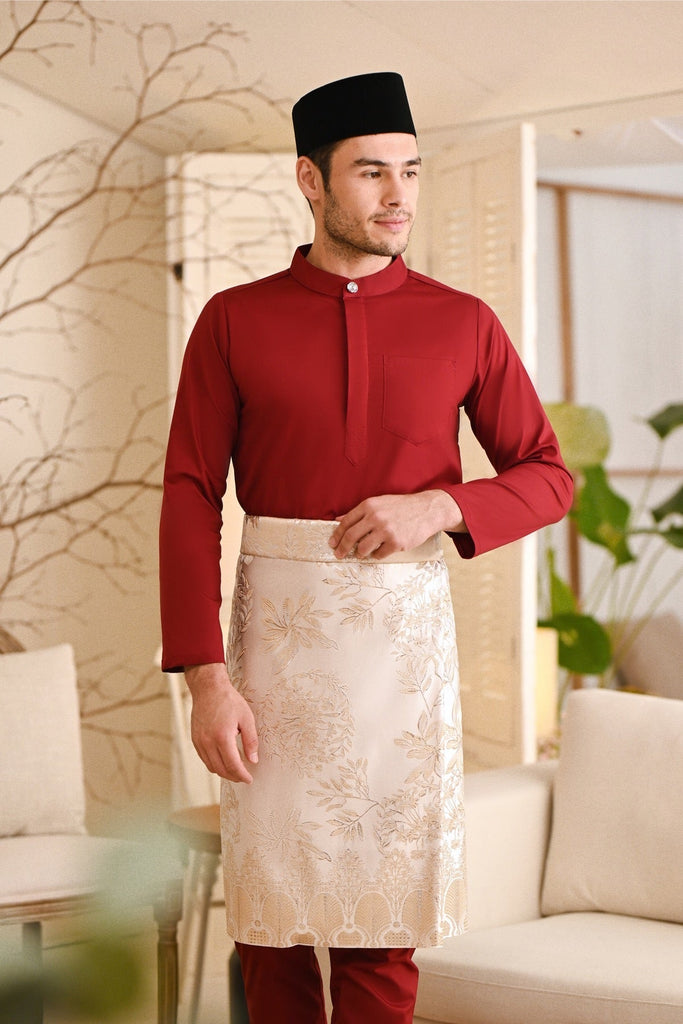 Baju Melayu Natural Cotton Bespoke Fit - Maroon