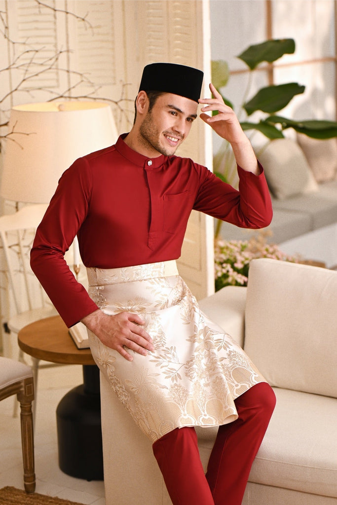 Baju Melayu Natural Cotton Bespoke Fit - Maroon