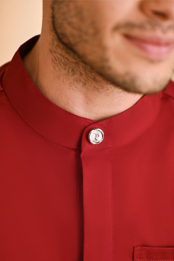 Baju Melayu Natural Cotton Bespoke Fit - Maroon