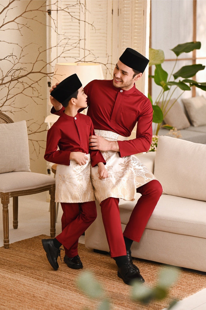 Baju Melayu Natural Cotton Bespoke Fit - Maroon