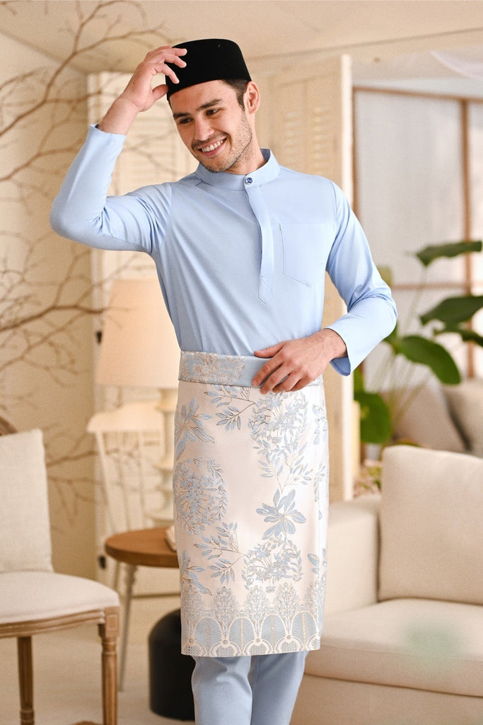 Baju Melayu Natural Cotton Bespoke Fit - Ice Blue