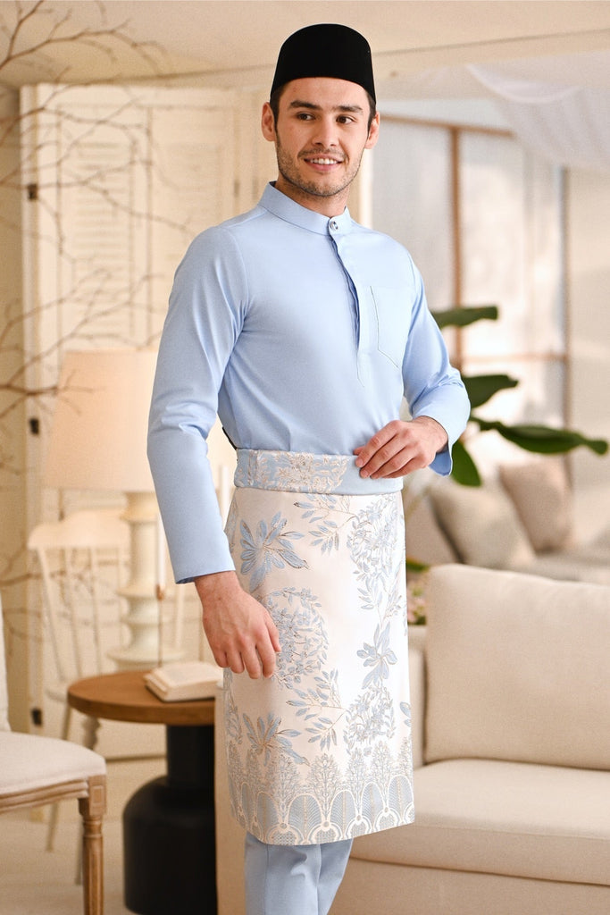 Baju Melayu Natural Cotton Bespoke Fit - Ice Blue