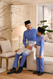 Baju Melayu Kids Natural Cotton Bespoke Fit - Blue Bonnet