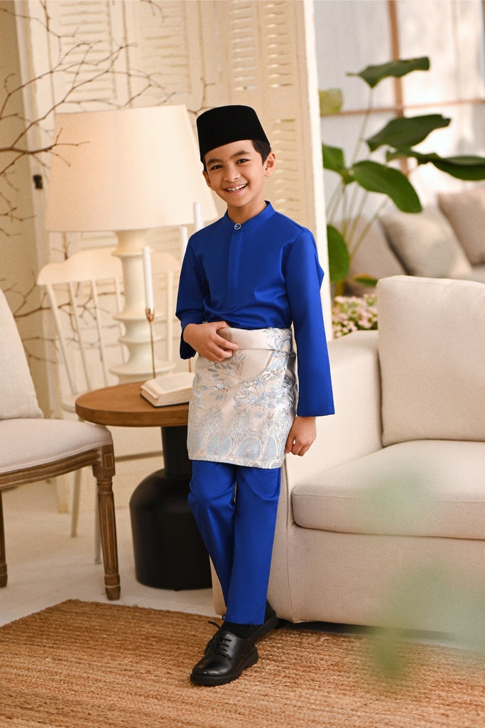 Baju Melayu Kids Natural Cotton Bespoke Fit - Royal Blue