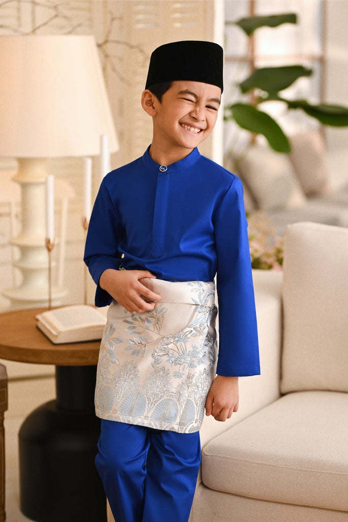 Baju Melayu Kids Natural Cotton Bespoke Fit - Royal Blue