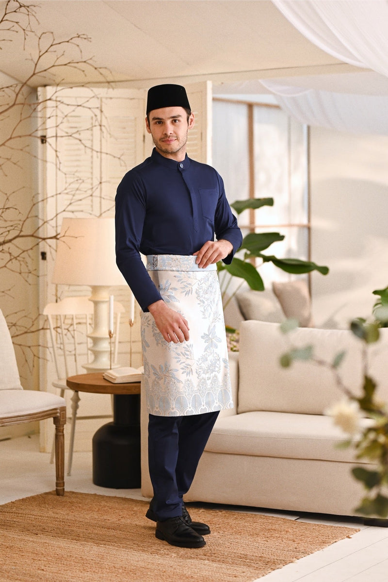 Baju Melayu Natural Cotton Bespoke Fit - Navy Blue