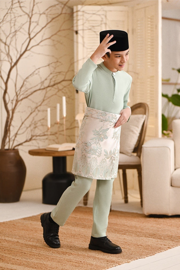 Baju Melayu Kids Light Bespoke Fit - Fog Green