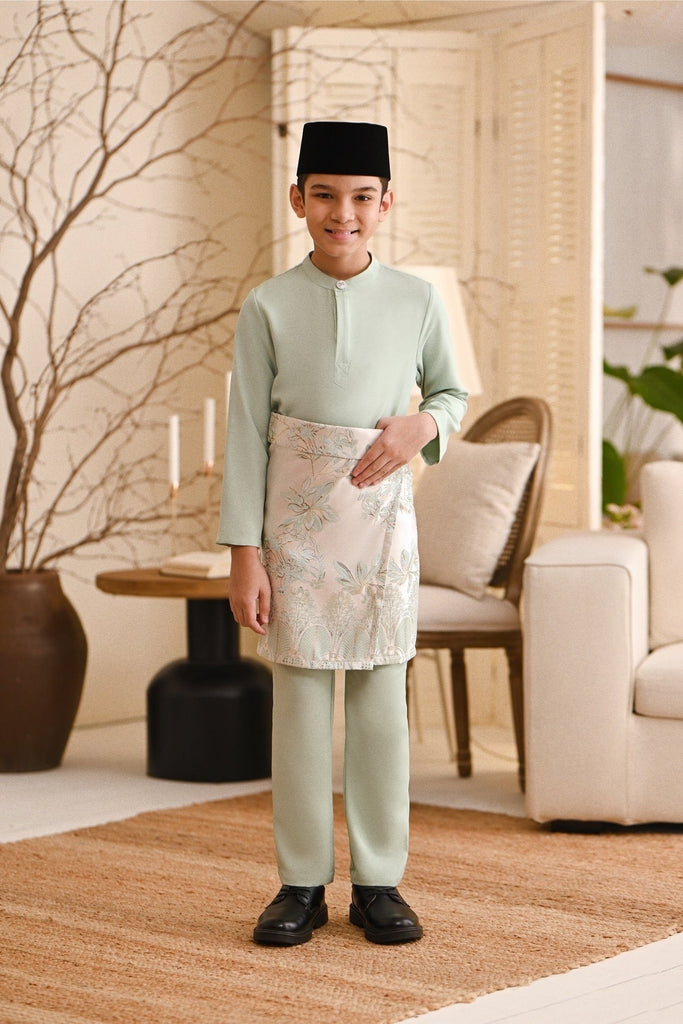 Baju Melayu Kids Light Bespoke Fit - Fog Green