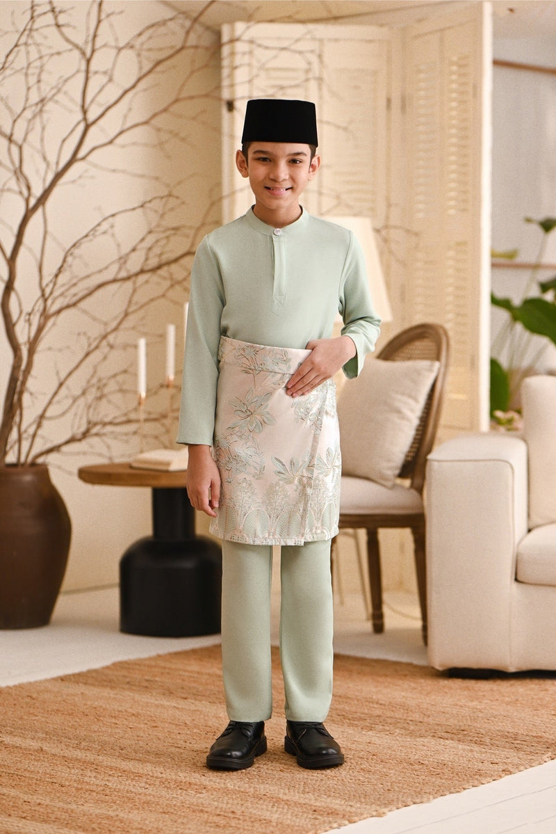 Baju Melayu Kids Light Bespoke Fit - Fog Green